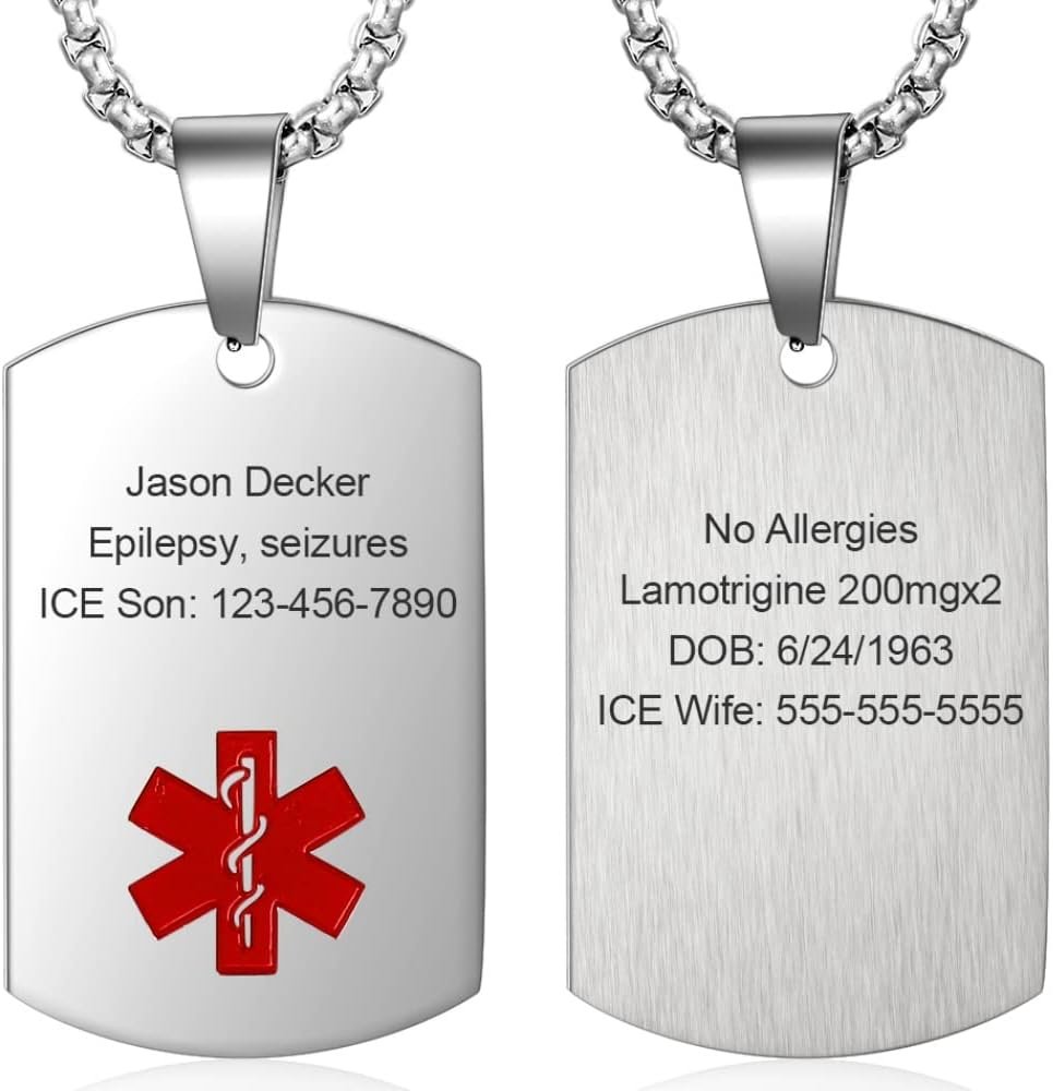 Wendy Made Custom Medical Alert Necklace for Men Women Stainless Steel Engraved Medical ID Tag Emergency Med Alert Necklace for Men  Women Medical Alert Jewelry