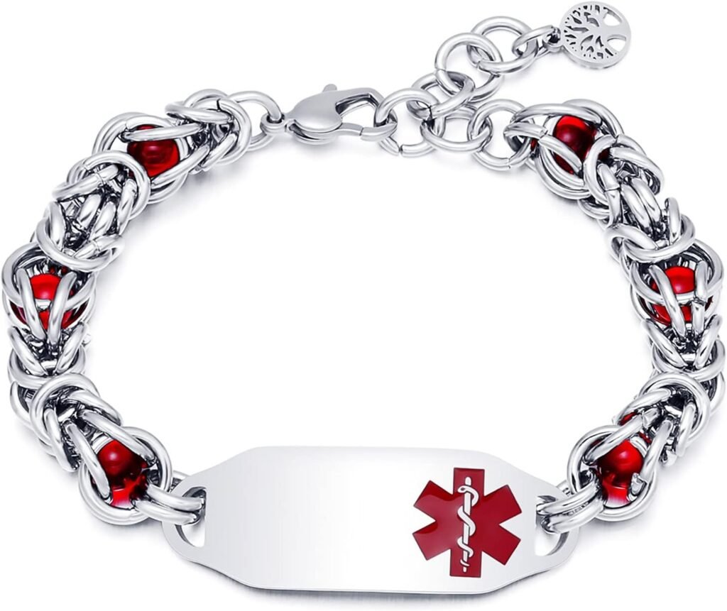 JFJEWER Medical Alert Bracelets for Women Men Free Engraving, Personalized Customizable Medical ID Bracelet, Includes an Emergency Medical Card to Carry More Emergency Medical Information