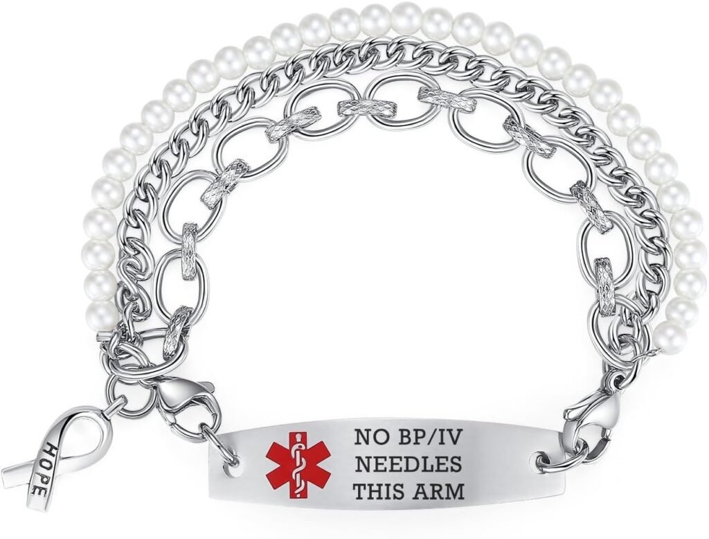 mnmhope 7.5-9 Adjustable Medical alert bracelets for Women/Men Stainless steel Interchangeable Medical bracelets