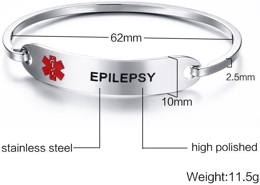 VNOX Free Custom Engraving-Stainless Steel Medical Alert ID Bangle Bracelet