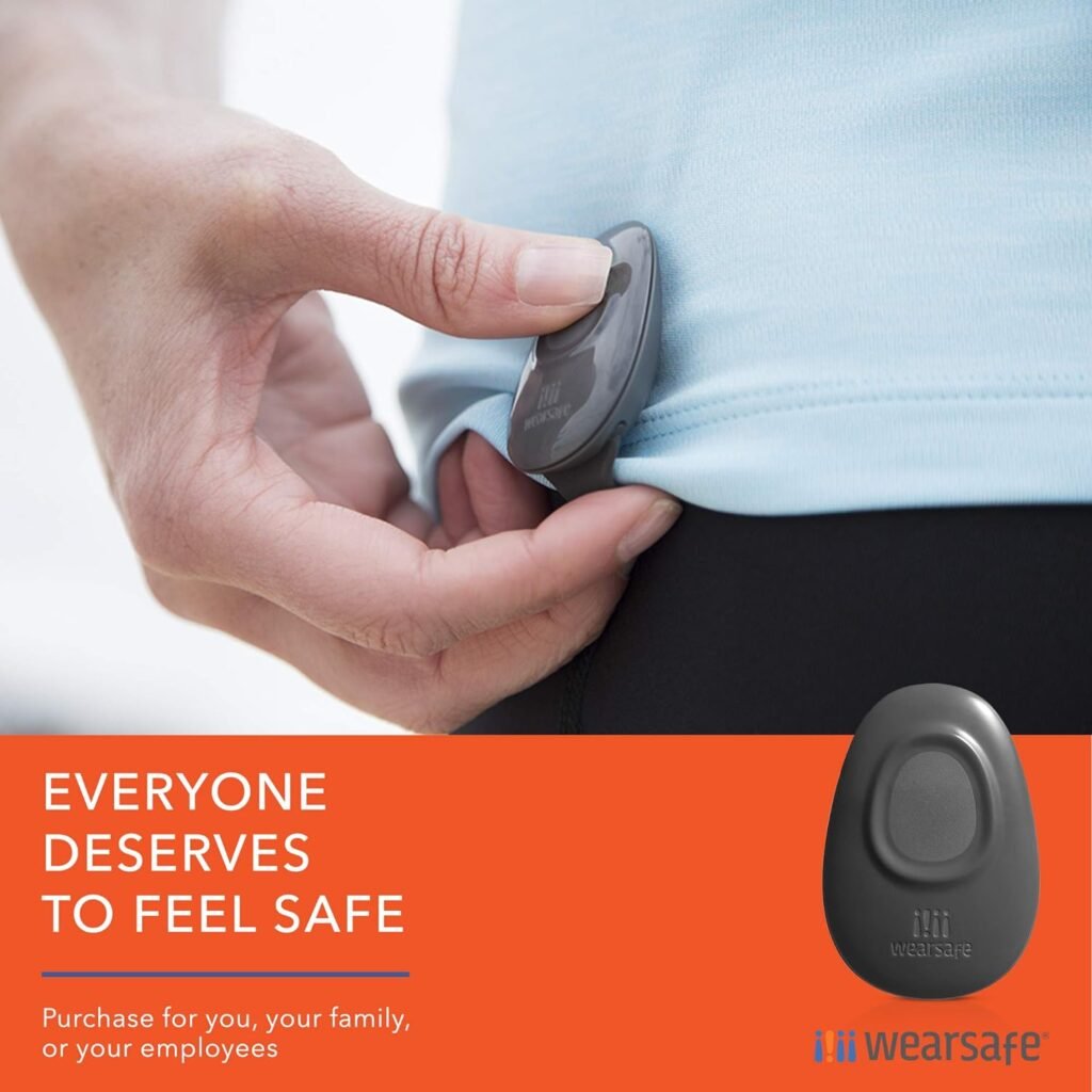 Wearsafe Personal Emergency Response Tag Lifetime Edition - Immediate Panic Button - Medical Response Wearable - One Touch Security Alert System (Charcoal)