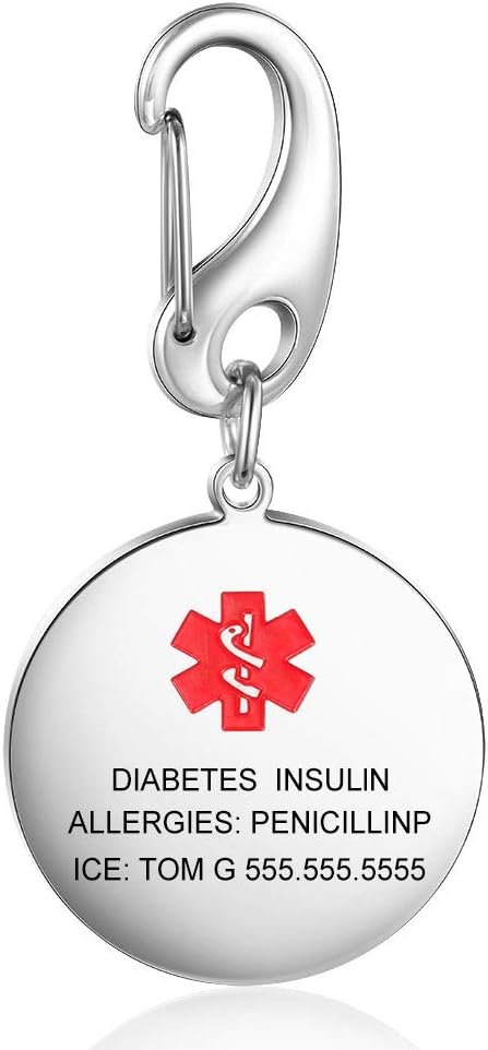 LanM Medical Alert Necklace for Men Stainless Steel Engraved Medical ID Tag for Women Emergency Med Alert Necklace for Men  Women Medical Alert Jewelry
