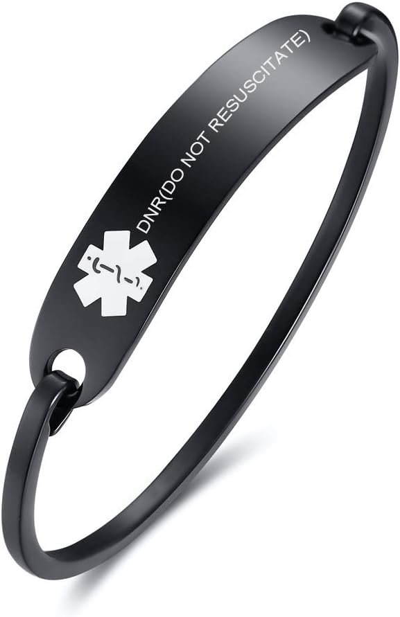 VNOX Free Custom Engraving-Stainless Steel Medical Alert ID Bangle Bracelet