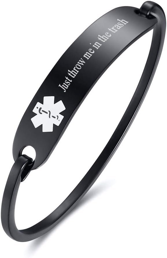 VNOX Free Custom Engraving-Stainless Steel Medical Alert ID Bangle Bracelet