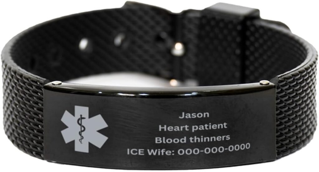 Personalized Medical Alert Bracelet For Men Women and Kids - Customized Medical ID Bracelet - Emergency Bracelet - Engraved Medical Information Bracelet - Patient Gift