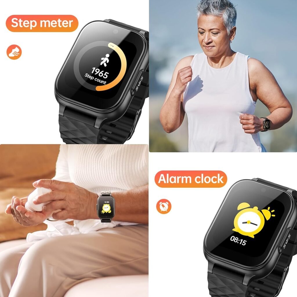 Smart Health Watch with Fall Alert Devices, Pedometer, 2 Way Call Voice Chat, SOS Emergency Alarm Button, 4G Elder GPS Tracker Watch, Anti-Lost Cell Phone Watch for Seniors, Dementia, Alzheimers