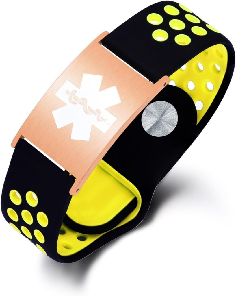 Sport Medical Alert Bracelets for Women Men Free Engraving Silicone Band Medical ID Bracelets Adjustable Emergency Bracelet 5.0-7.5 Inches