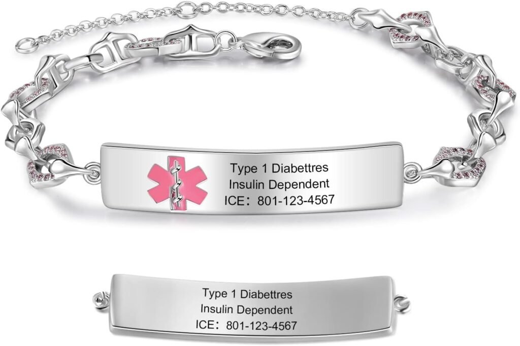 Personalized Medical Alert Bracelets for Women Custom Stainless Steel Medical Bracelet for Women Customized Medical ID Bracelets for Women